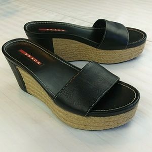 Prada slip on wedge espadrilles NWOT US 6 EUR 36